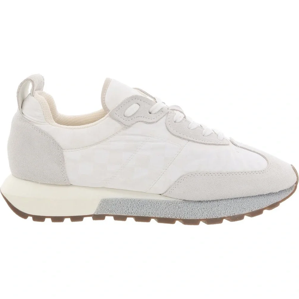 Aqua Gail Off White Checkered and Gray Mixed Media Sneakers Sz 10 BNWOB - Picture 2 of 3